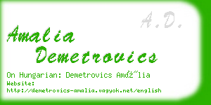 amalia demetrovics business card